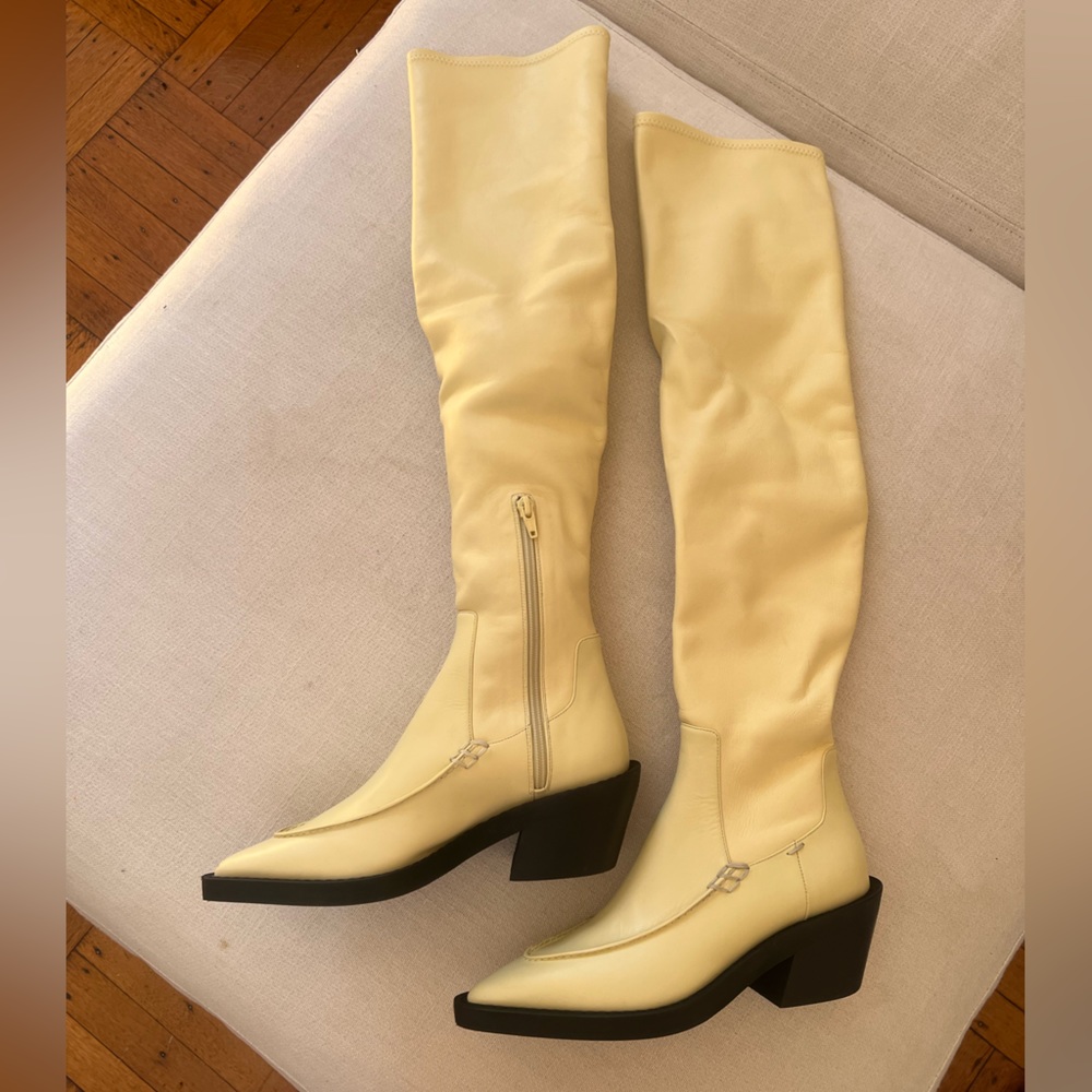NEW Khaite Charleston OTK Boot Size 37 light yellow $1980